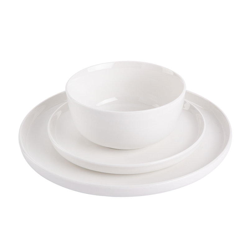 Oslo White Porcelain 12-Piece Dinnerware Set, Service for 4