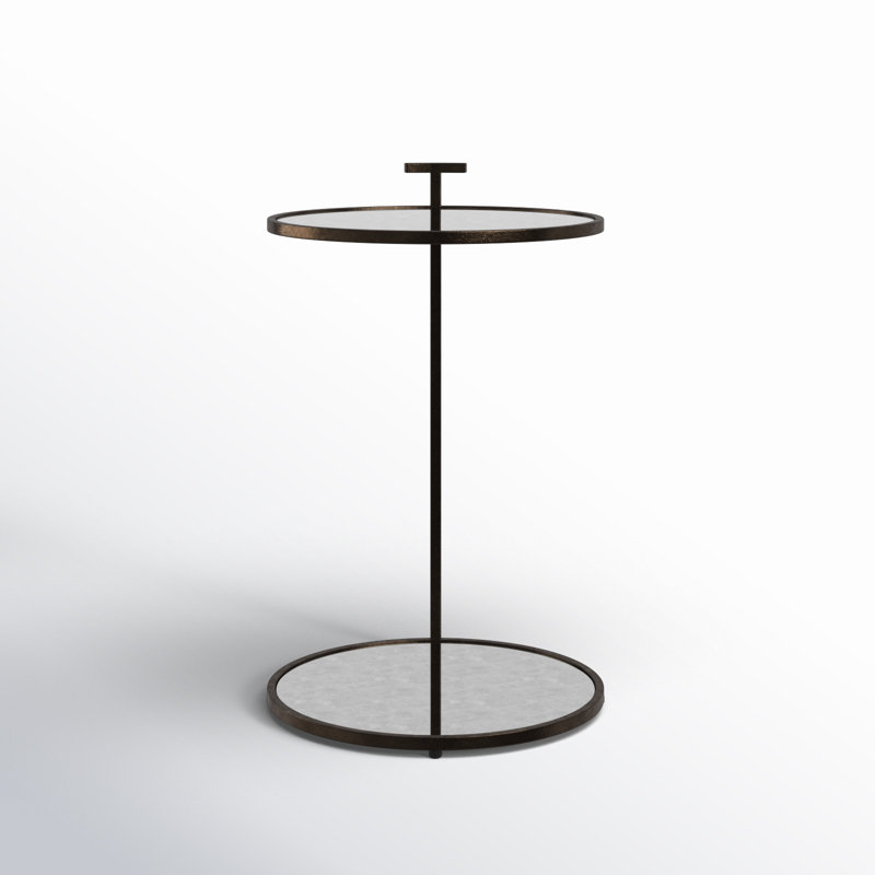 Ciro Metal & Mirrored Side Table, Bronze