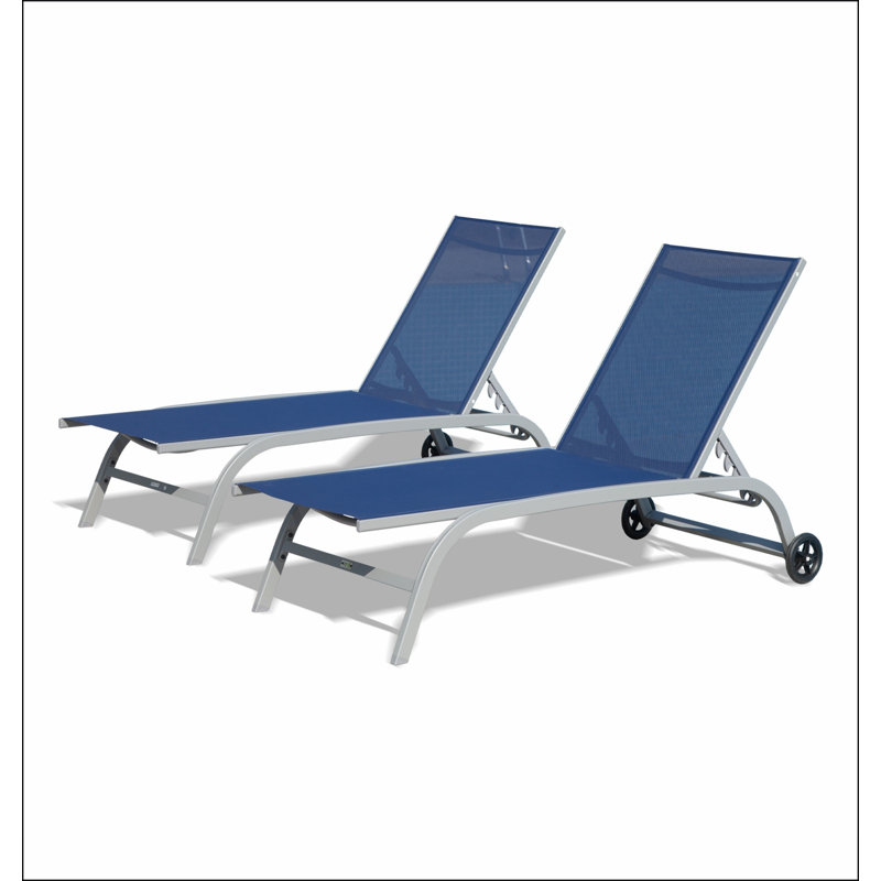 Chaise Lounge Outdoor Set of 2, Lounge Chairs for Outside with Wheels, Outdoor Lounge Chairs with 5 Adjustable Position, Pool Lounge Chairs for Patio, Beach, Yard, Deck, Poolside