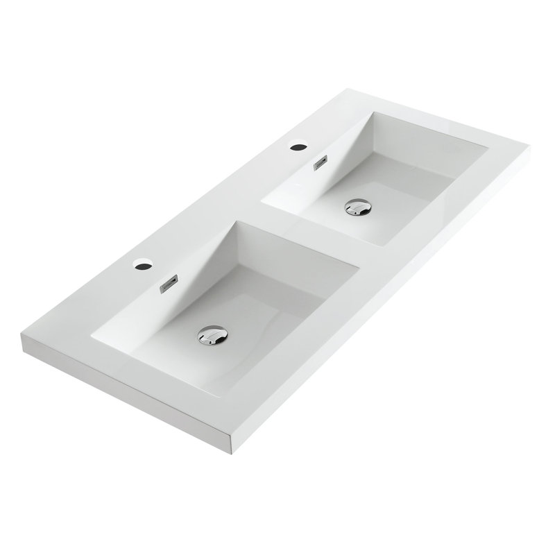 Dowell 49'' Rectangular Drop-In Double Bathroom Vanity Top with Sink and Overflow, White