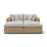 Chaise longue d'extérieur modulaire Cali en tissu gris clair et osier brun