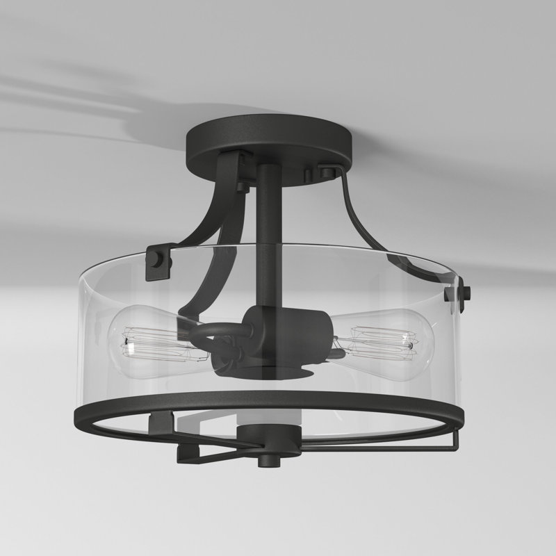 Plafonnier semi-encastré unique à 2 lumières 12,5 po Trimont