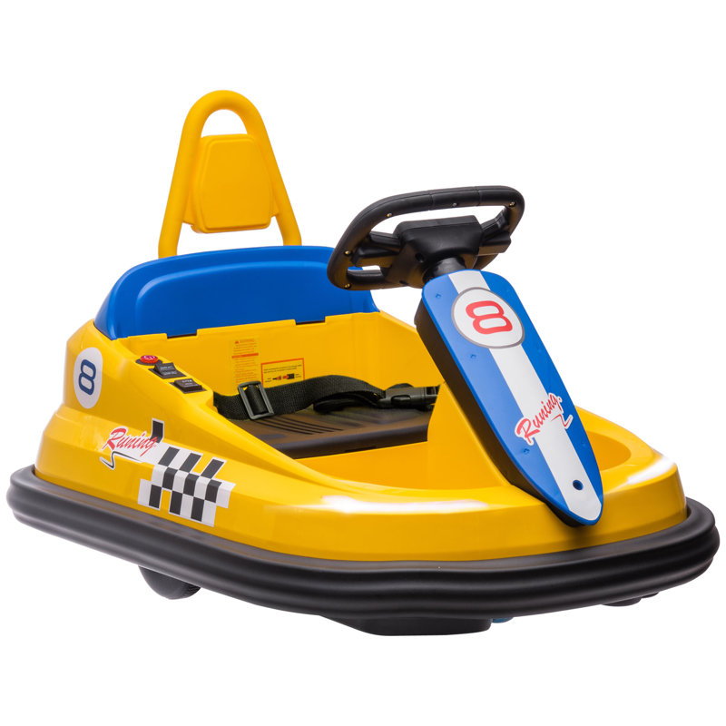 Yellow 6V Electric Ride-On Bumper Car with Music and LED Lights