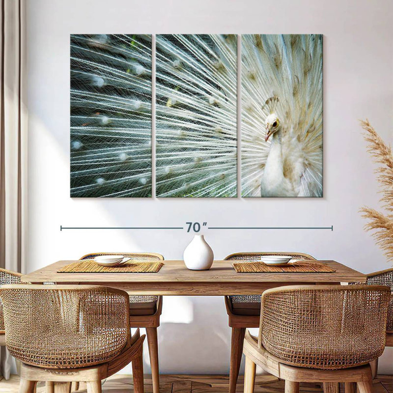 Brampt Icy White Peacock, 42" H x 65" W
