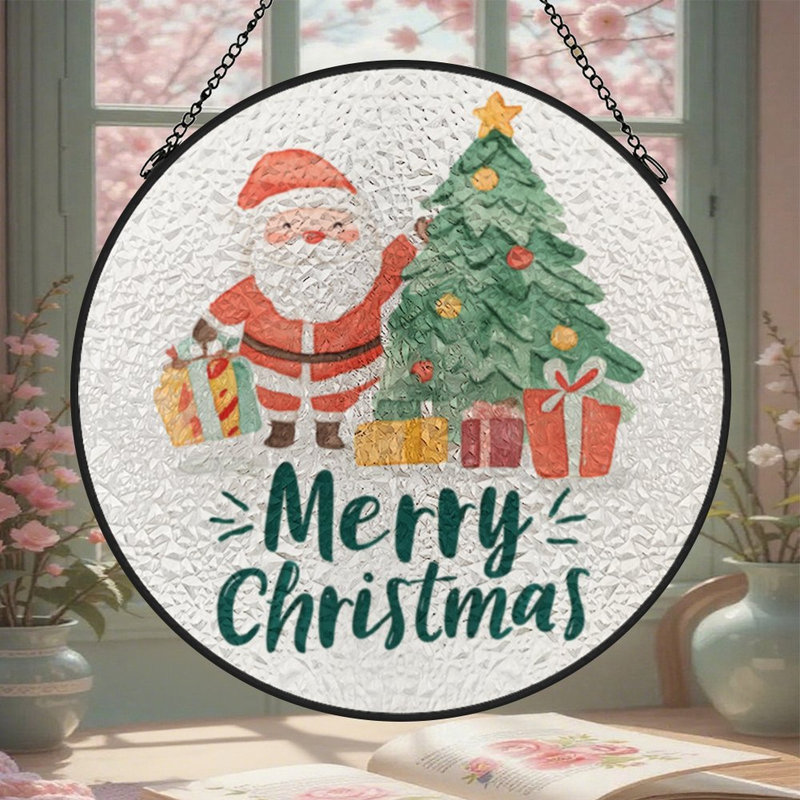 Merry Christmas Santa Tree, 6,3 x 6,3 po (16 x 16 cm)