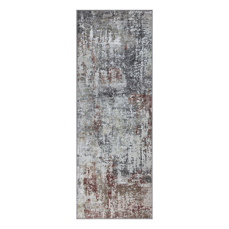 Waukegan Washable Abstract Indoor Rug, Runner 2'6" x 12'