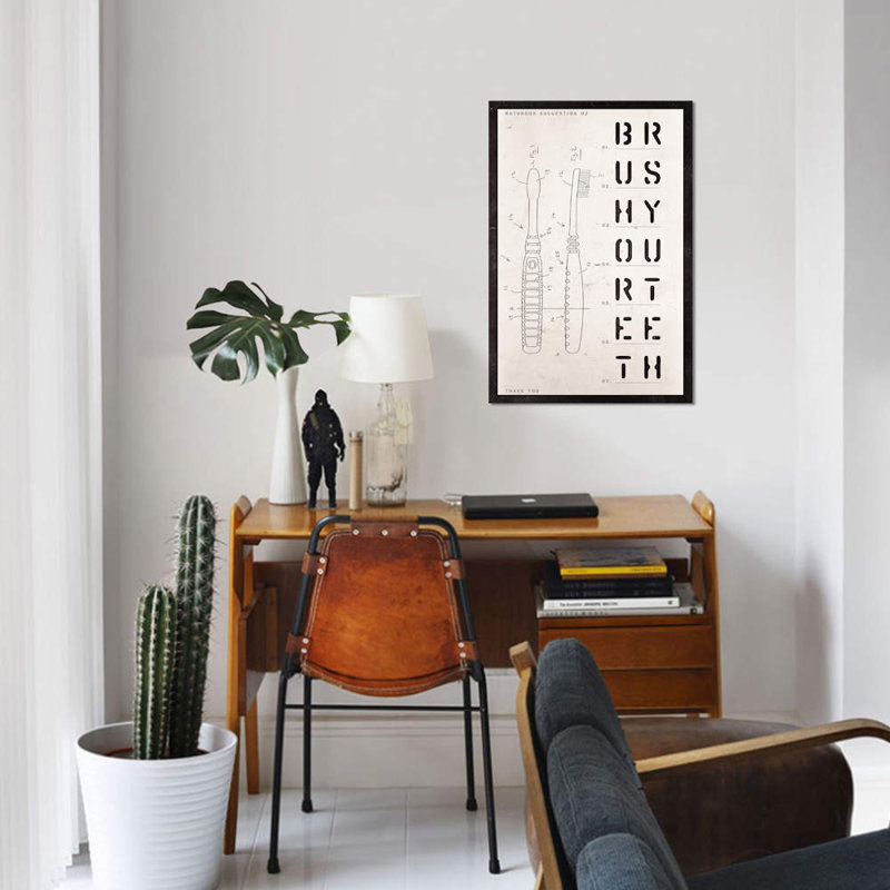 «Toothbrush Brevet Print», impression sur toile, H 26 po x l 18 po x P 1,5 po, Toile tendue, Pas de tapis