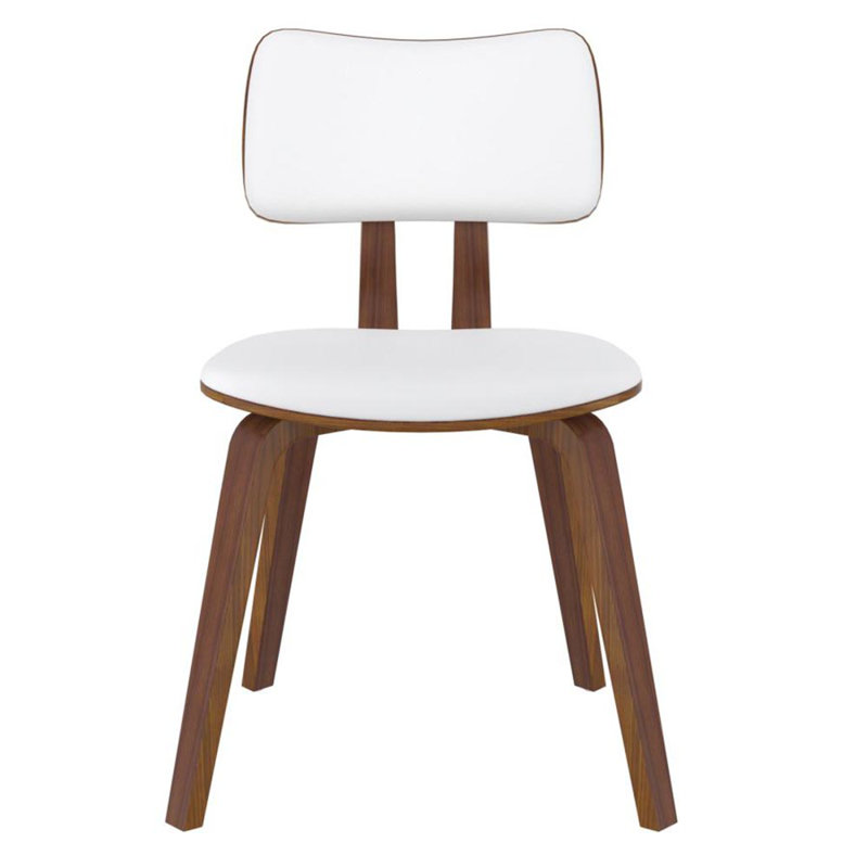 Chaise d'appoint Uselton Mid-Century, 1, Blanc, Noyer