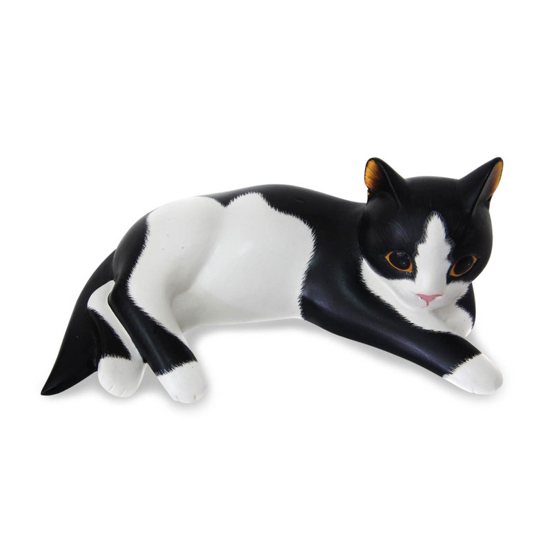 Figurine en bois chat tacheté Rafn