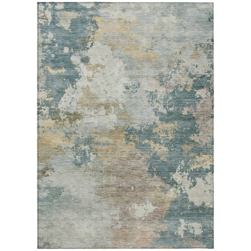 Machine Washable Indoor/Outdoor Earleville ACN2367 Abstract Rug, Rectangle 9' x 12'
