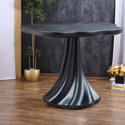 Modern Black Round Dining Tables, Fiberglass Design, For Kitchen And Dining