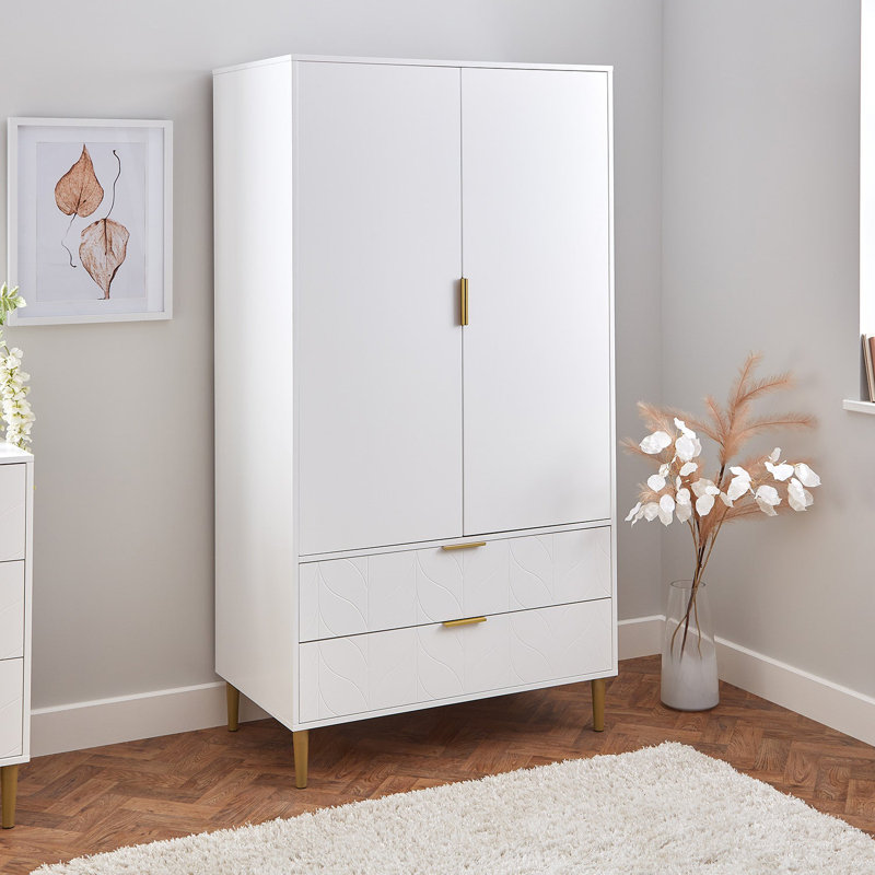 Adams 2 Door Manufactured Wood Wardrobe, White