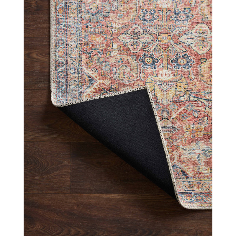 Tapis oriental rouille / denim Adrian, Rectangle 2 pi 3 po x 3 pi 9 po
