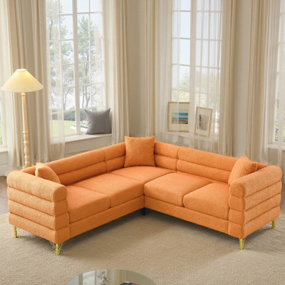 81.5" Art Deco L-Shaped Teddy Sectional Sofa