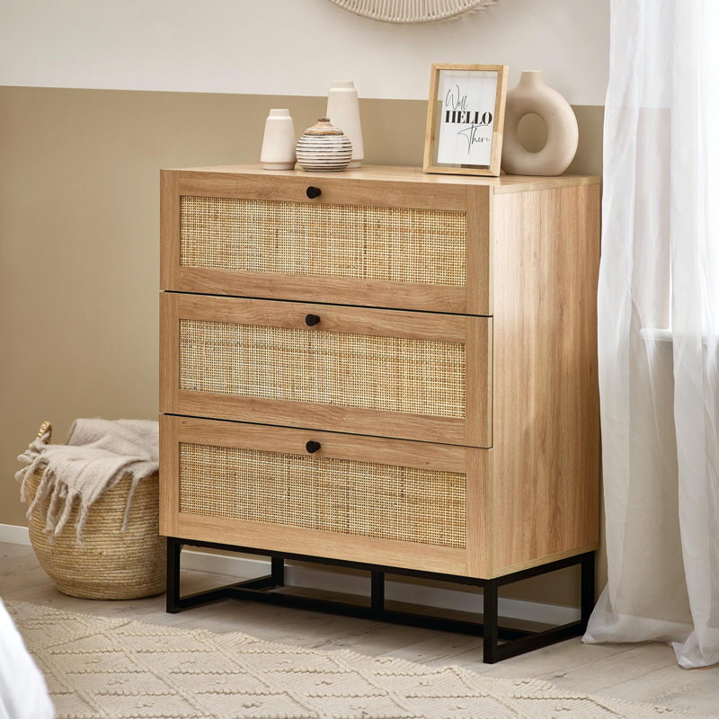 Reese 80cm W 3 - Drawer Chest of Drawers, Oak