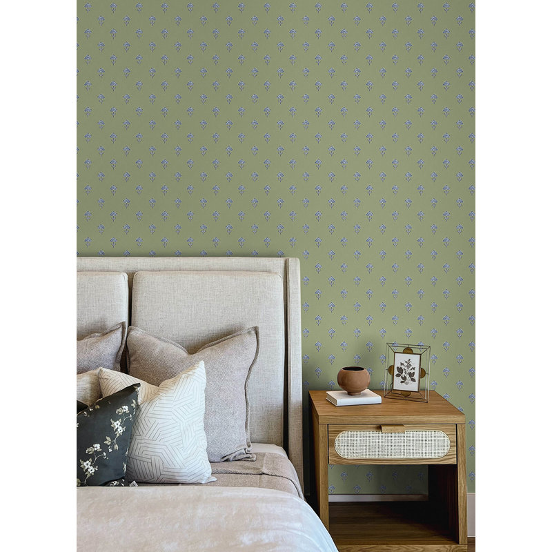 Papier peint floral Surdiva, Vert