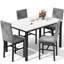 Ensemble de table de salle à manger 5 pièces en faux marbre avec 4 chaises-503717837-525812207