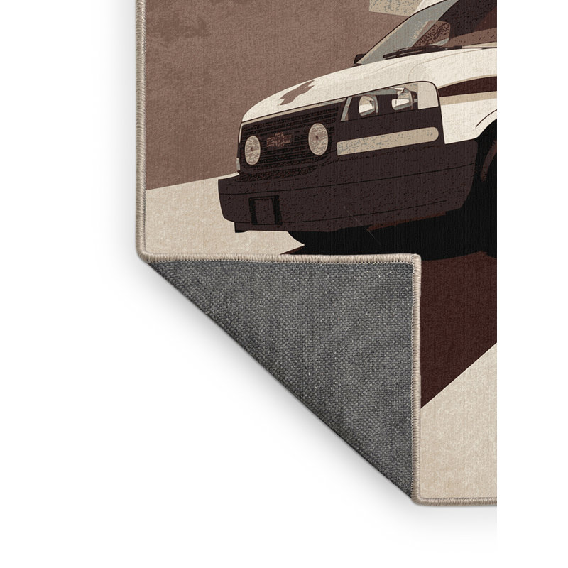 Soft Plush Efimov Ambulance Vehicle Modern Area Rug in Beige – Beige Binding, 2x3