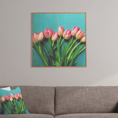 Jolie tulipes roses, impression encadrée