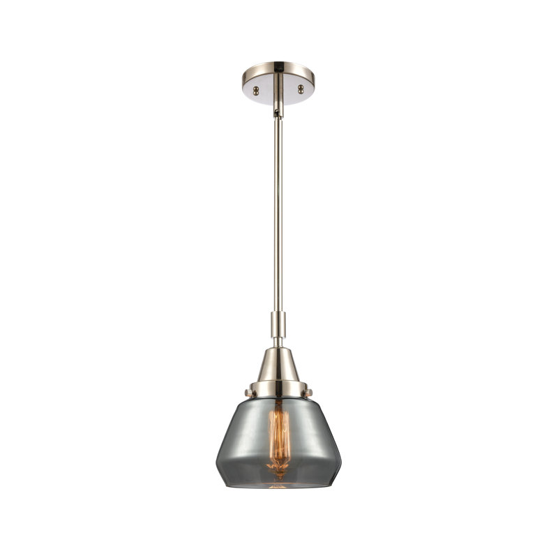 Luminaire suspendu conique à 1 lumière Cahn, Plaqué couleur fumée, Nickel poli, DEL