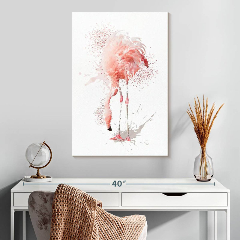 Brampt accroupi à l'aquarelle Flamingo, H 30 po x l 20 po