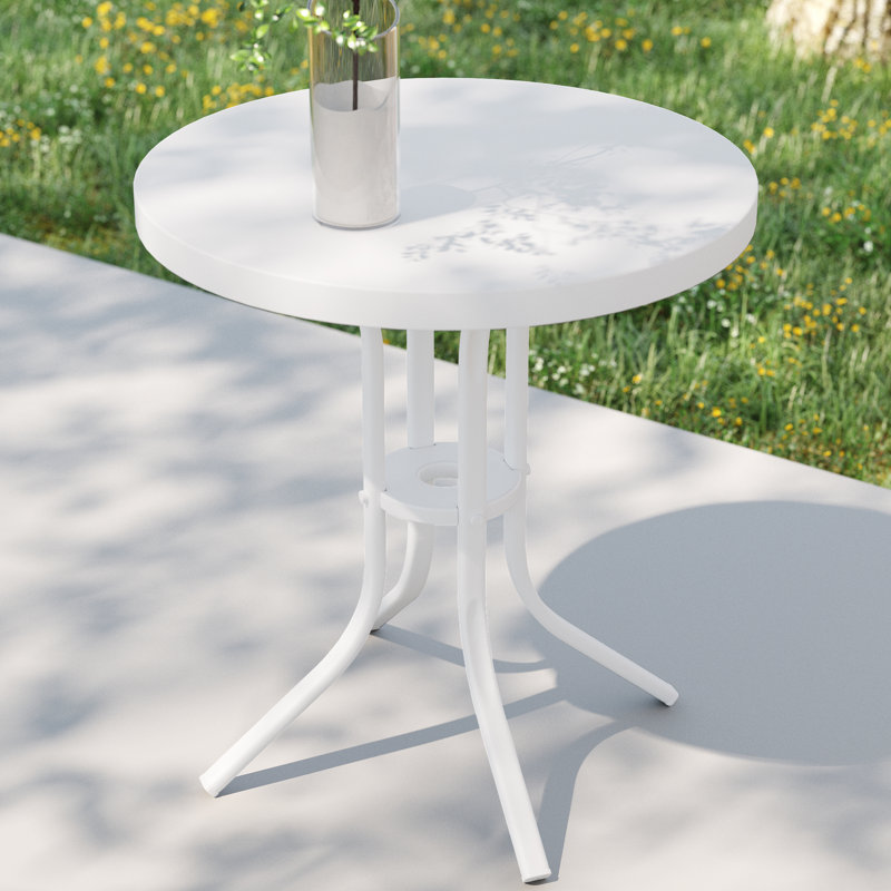 Table de bout en acier Ebern Designs, Blanc, H 18,1 po x L 16,9 po x l 16,9 po