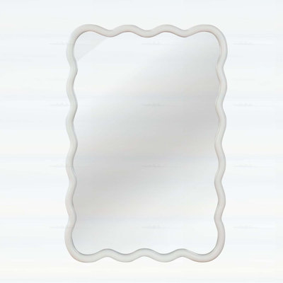 Elegant Wavy Wood Frame Mirror for Home Decor,Durable and Stylish