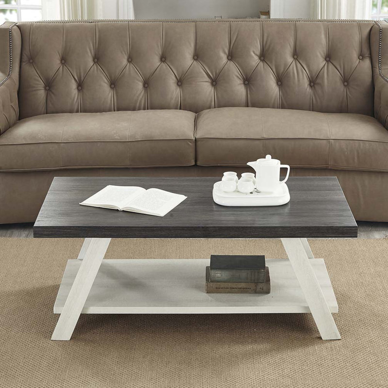 Table basse avec plateau ouvert Athens, Gris anthracite, Beige