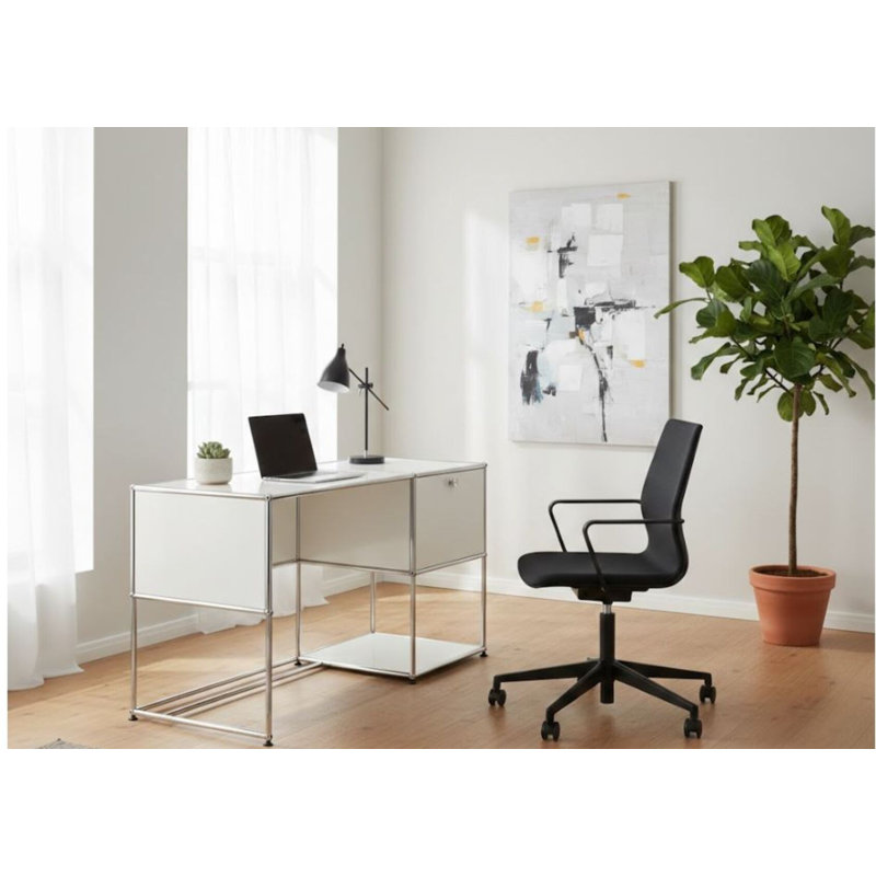 Bureau en acier thermolaqué Fritz, Blanc