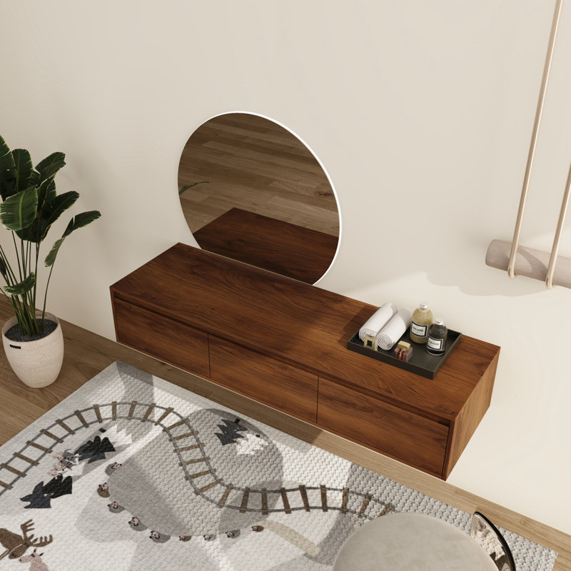 Armoire de salle de bain murale Elsar avec rangement ouvert et fermé, H 11,05 po x l 60 po x P 17,99 po, Noyer