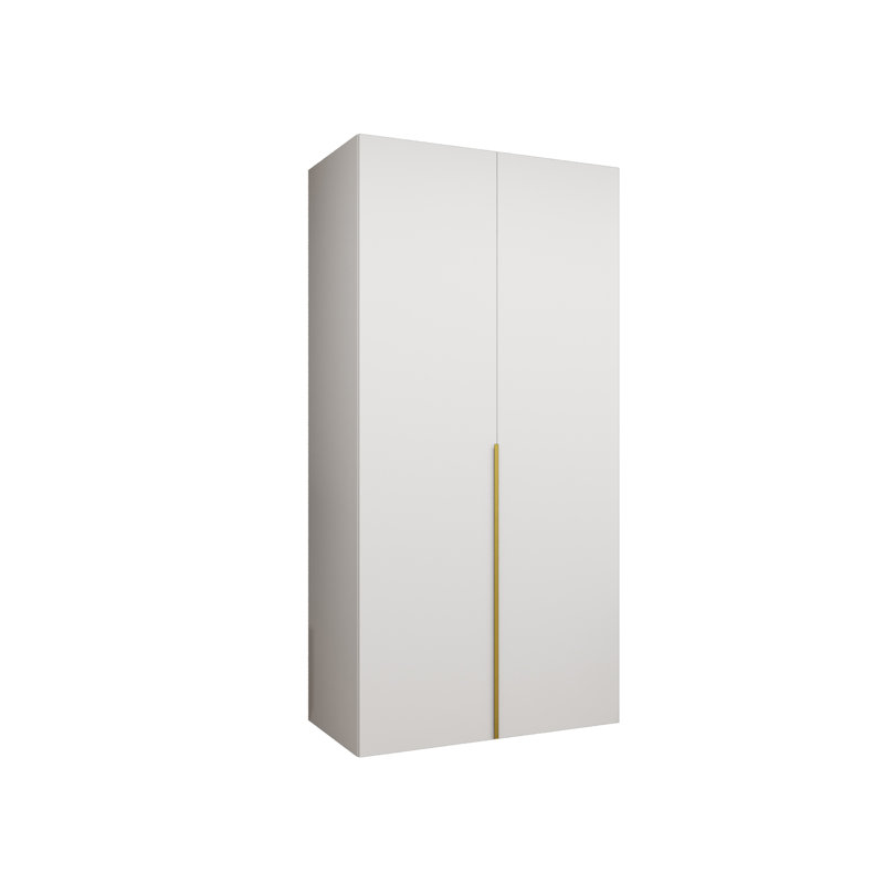Manufactured Wood Wardrobe, White Matt/Gold