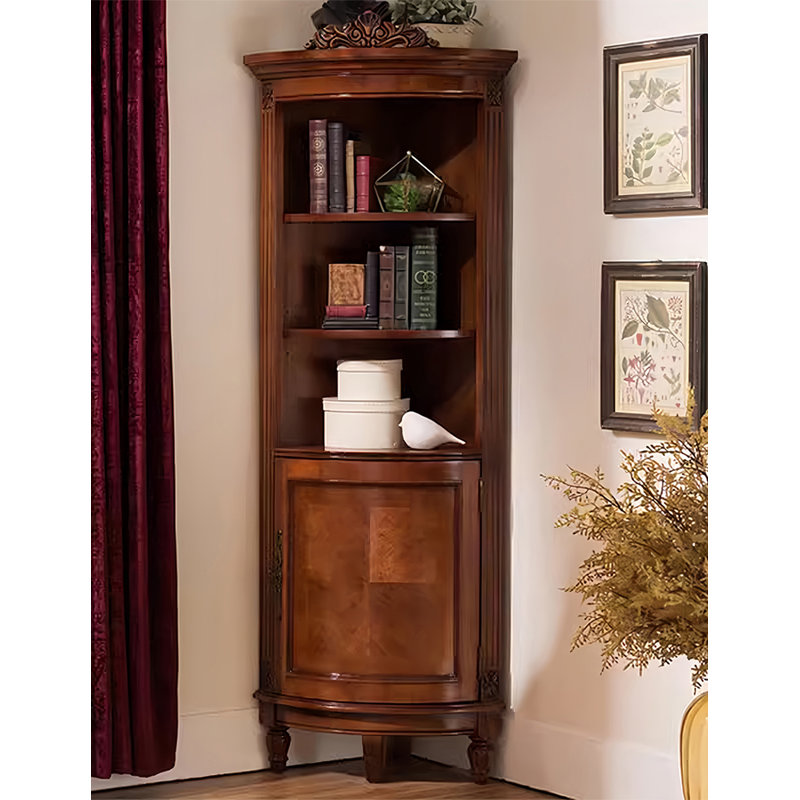 Vitrine multifonctionnelle de style américain et armoires en porcelaine de grande capacité, Brun