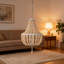 Luminaire lustre en perles de bois Boho, luminaire suspendu rustique antique à 3 lumières avec perles en chêne naturel pour îlot de cuisine, salle à manger, chambre à coucher et entrée