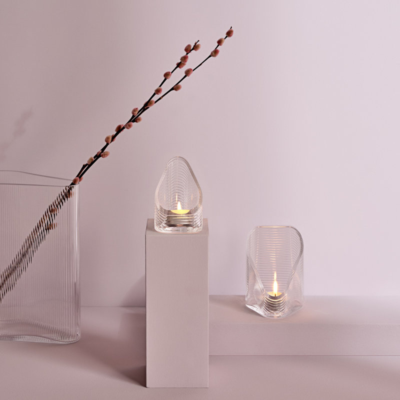 Mist 4.2125'' H Crystal Tabletop Votive Holder, Clear