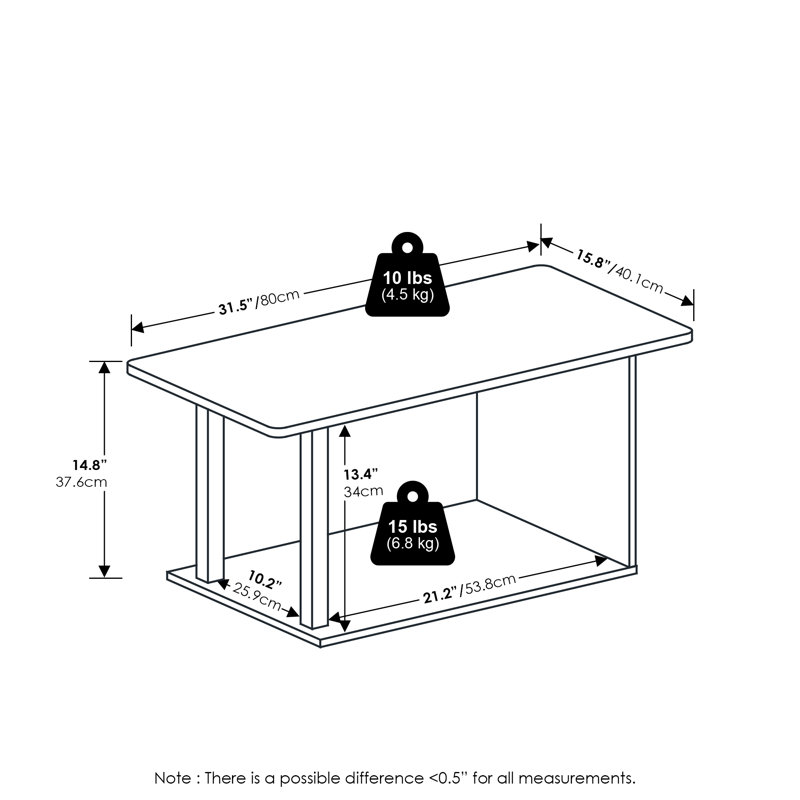 Table basse 17 Stories Marcelino Home Living, Pin ambré / noir