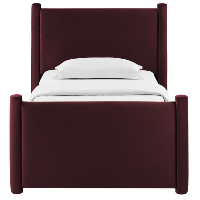 Rael Performance Velvet Platform Bed, Mulberry, Twin