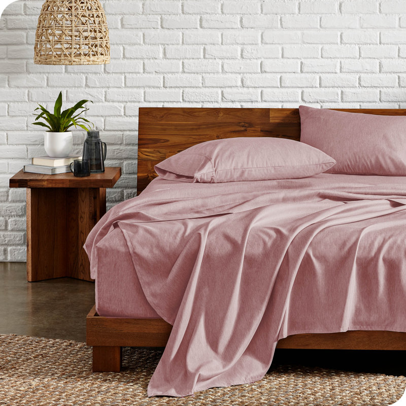 Bare Home Ultra-Soft Microfiber Sheet Set, Queen Sheet Set + 1 Fitted Sheet + 2 Pillowcases, Heathered Rosewood