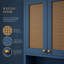 Armoire de rangement autoportante pour salle de bain 67 po avec 2 portes en rotin-129422652