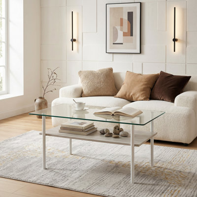 Storage Coffee & Cocktail Tables, Tempered Glass Modern Home Center Table