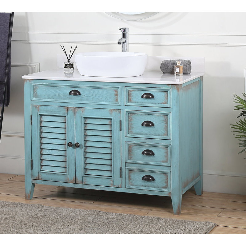 Lemoore 42'' Free-standing Single Bathroom Vanity with Marble Vanity Top