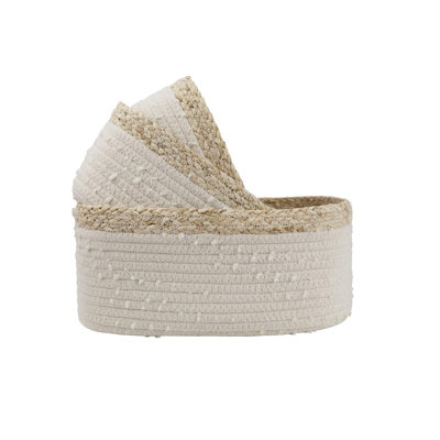 Cot Fabric Decorative Basket - Set of 3