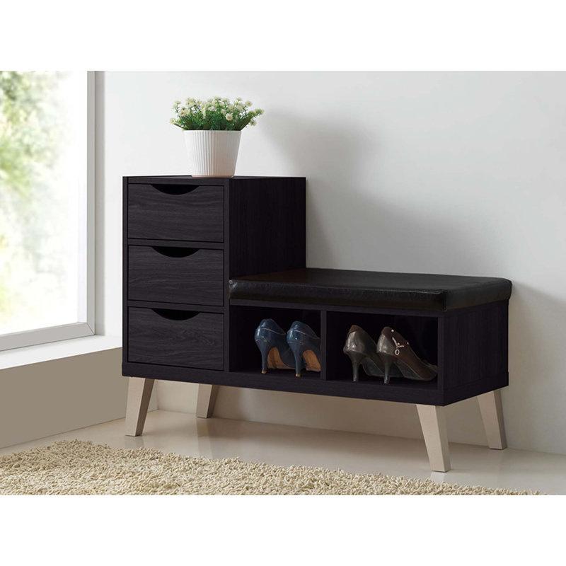Allie Faux Leather Upholstered Storage Bench, Dark Brown