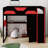 Wood Loft Bed With Desk, Multi Storage Shelves And USB-271513083