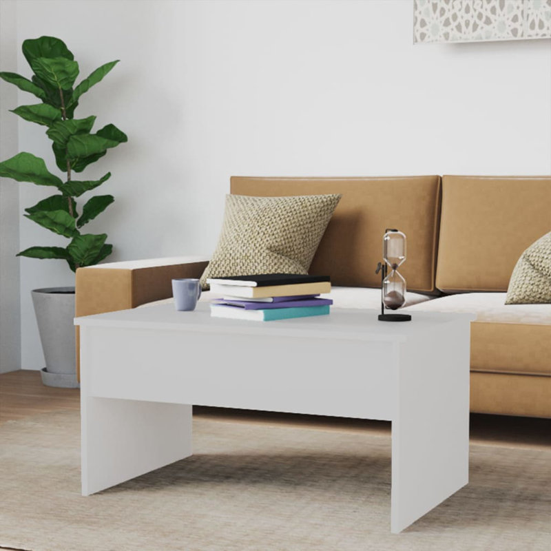 Table basse simple avec rangement Lesath, Blanc, H 16,3 po x L 31,5 po x l 19,9 po
