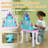 Qaba Kids Vanity Set with Mirror and Stool, Castle Design Makeup Table with Light, Music, Hair Dryer, 18 Accessories, Girls Pretend Play Toys for 3-6 Years, Multicolor