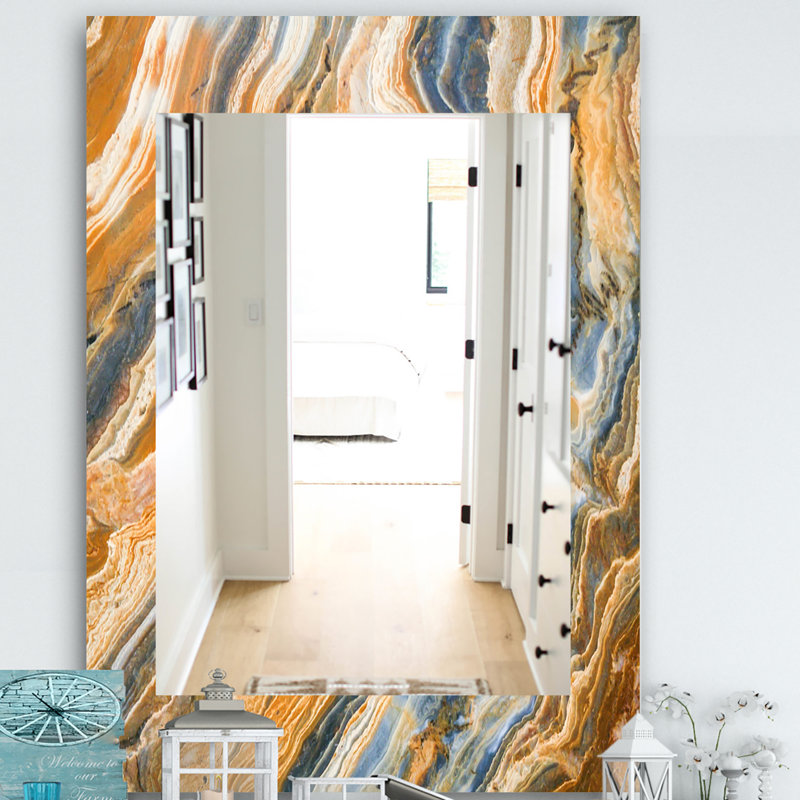 Miroir mural en marbre geode 4 traditionnels, H 24 po x l 32 po