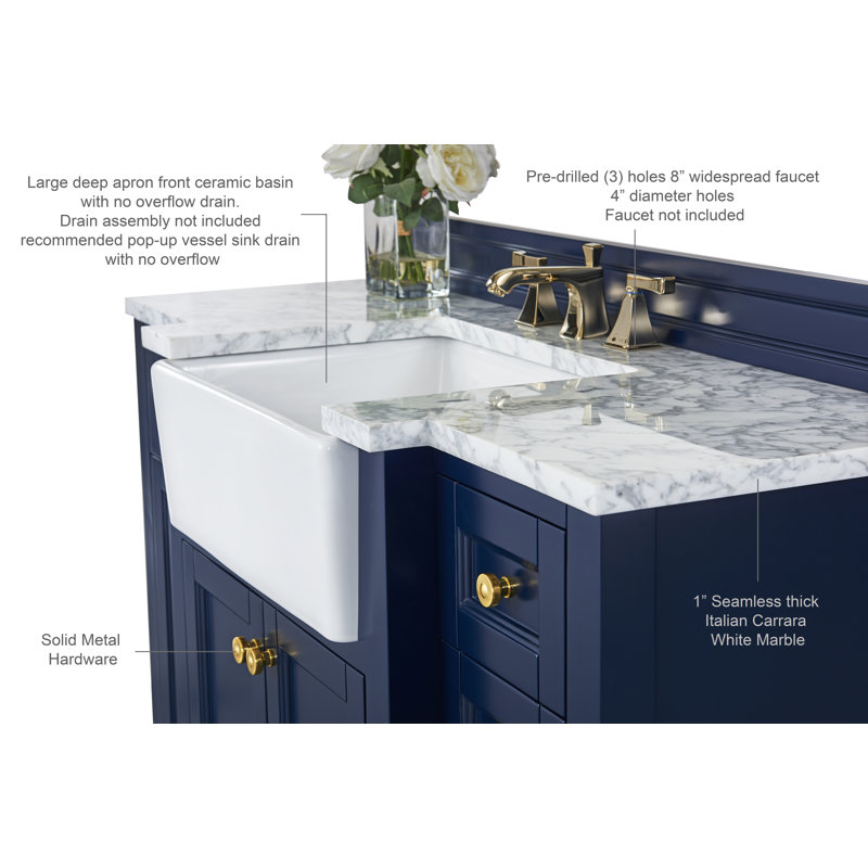 Adeline 48'' W Single Vanity, Navy