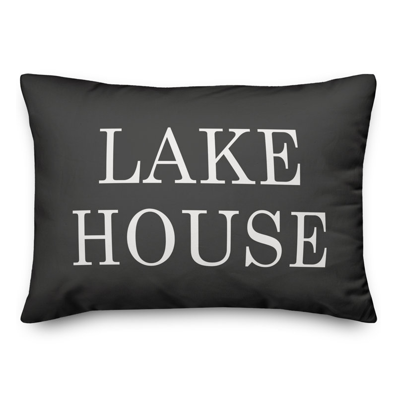  Lake House Outdoor Rectangular Pillow Cover & Insert, Charcoal /White 