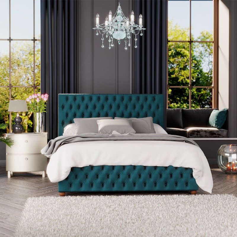 Upholstered Ottoman Bed, Super King (6'), Emerald