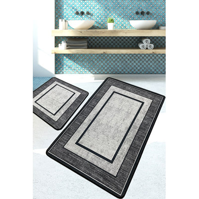 Ensemble de luxueux tapis de bain (2 pièces) en polyester antibactérien de 23,6 po x 39,4 po et de 19,7 po x 23,6 po | Poils doux de 0,4 po de hauteur, dessous antidérapant, lavable à la machine | Idéal pour le confort et la sécurité de la salle de bain